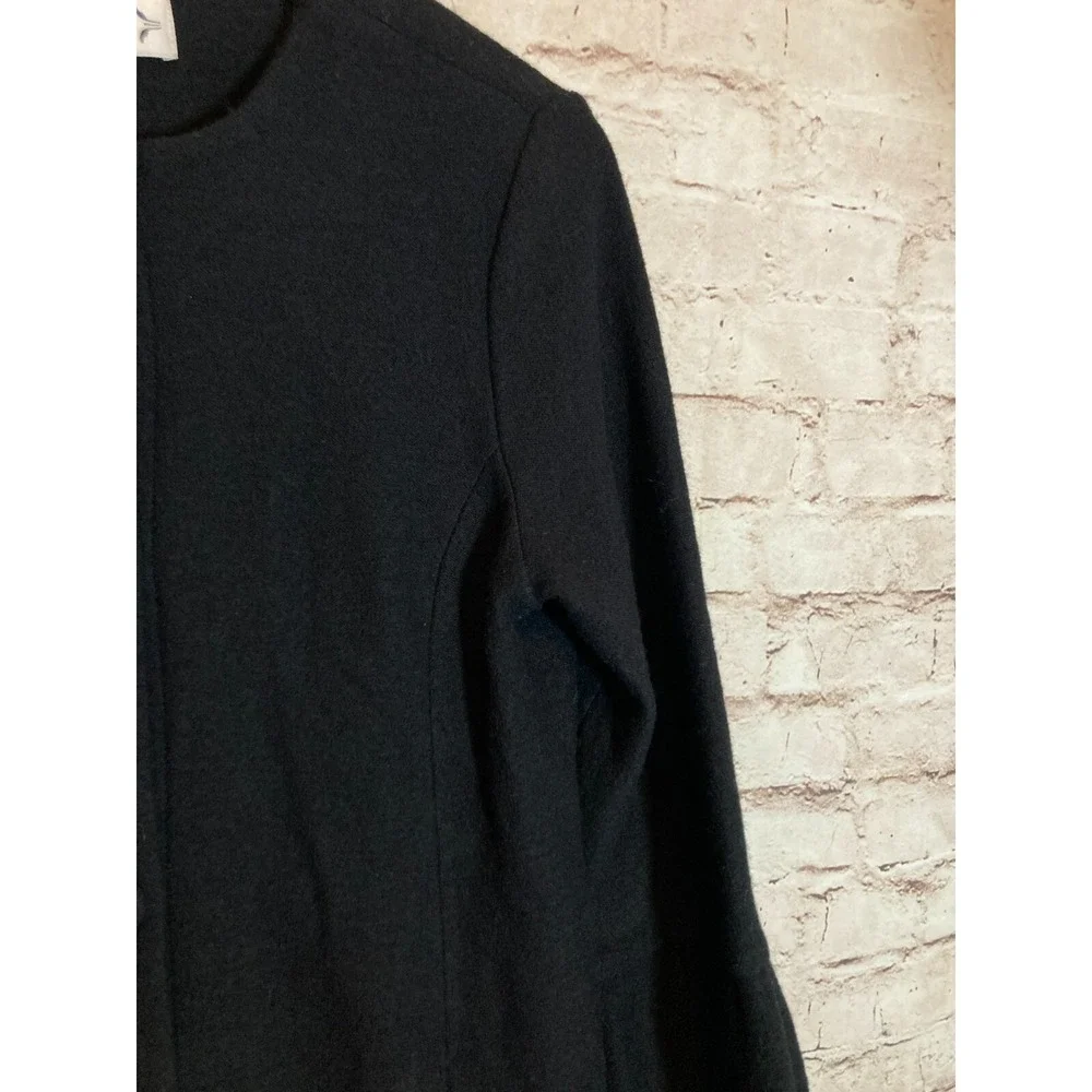 Nanette Lepore Boiled Wool Pea Coat Womens Small Black Bell Sleeve Button‎ Front